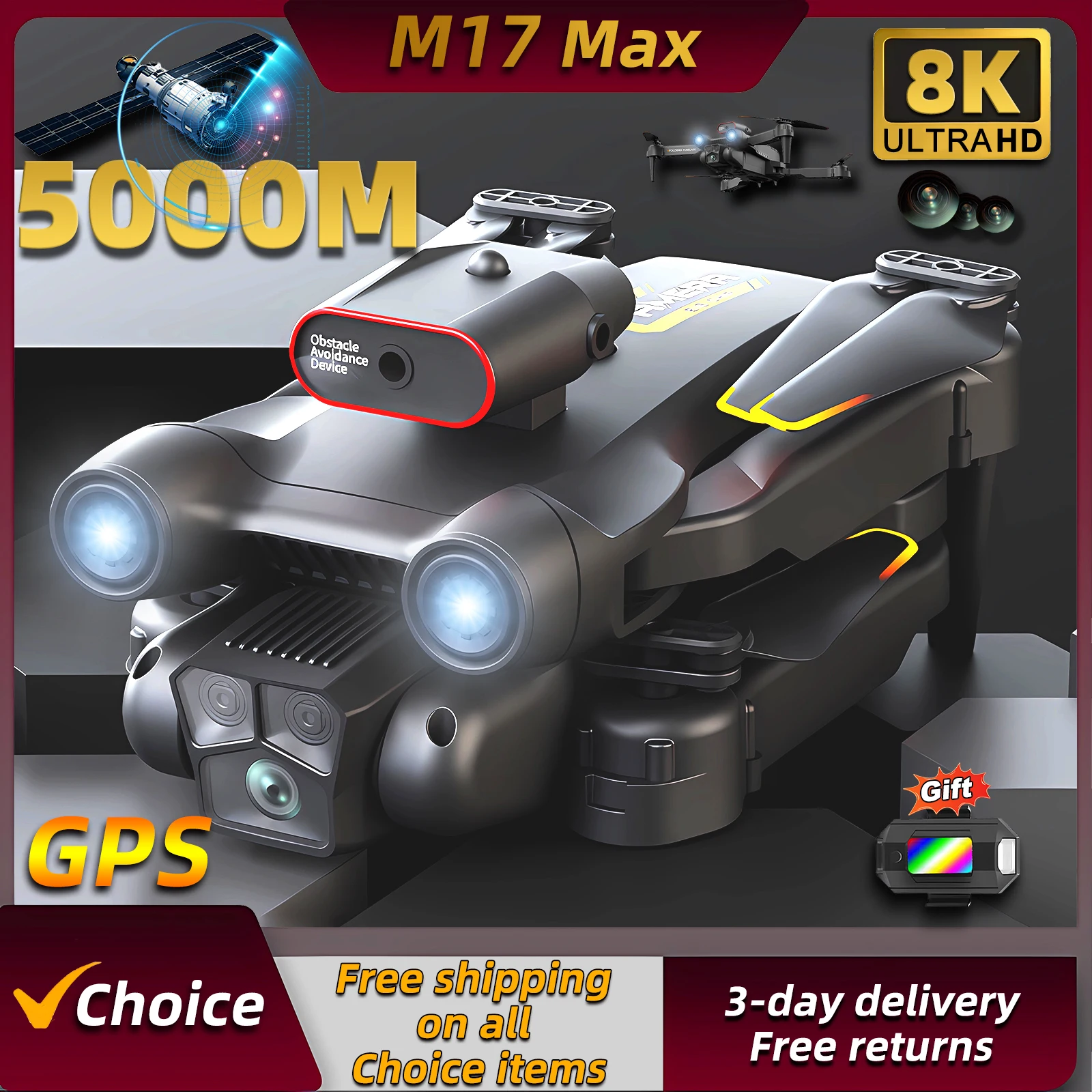 New M17 Max Drone 8K Professin - Drone Beacon Light ulasan dan harga